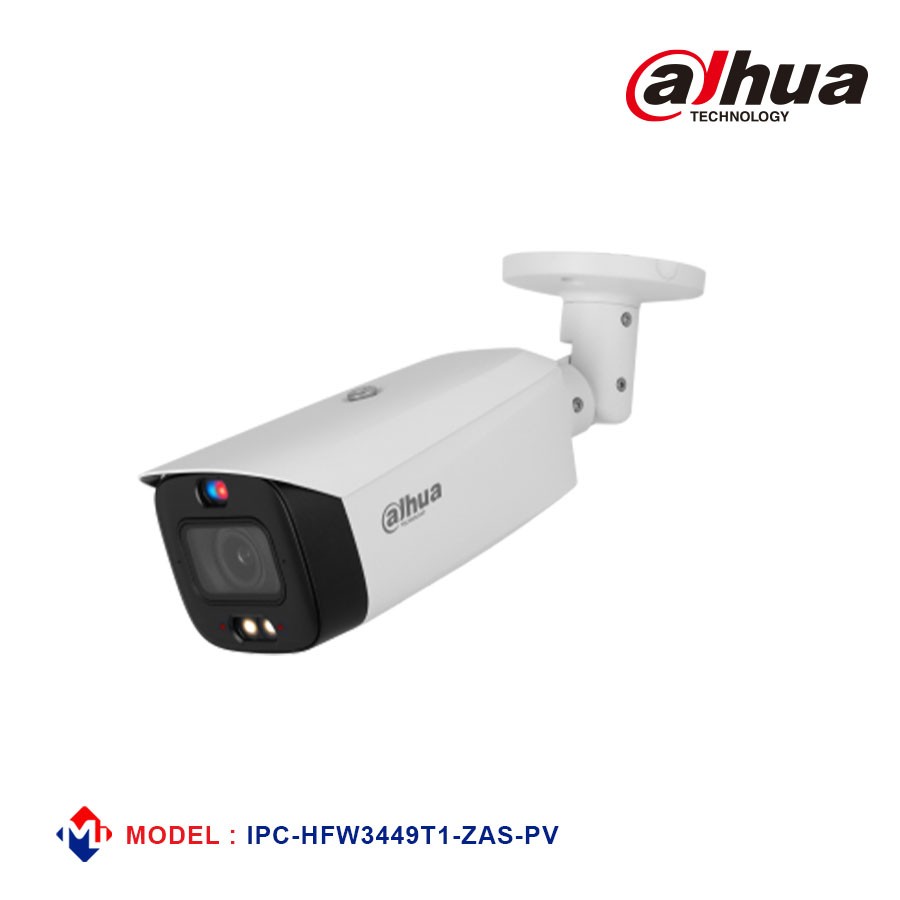 Dahua 4MP Smart Dual Illumination Active Deterrence Motorized Vari-focal Bullet WizSense Network Camera [DH-IPC-HFW3449T1-ZAS-PV]